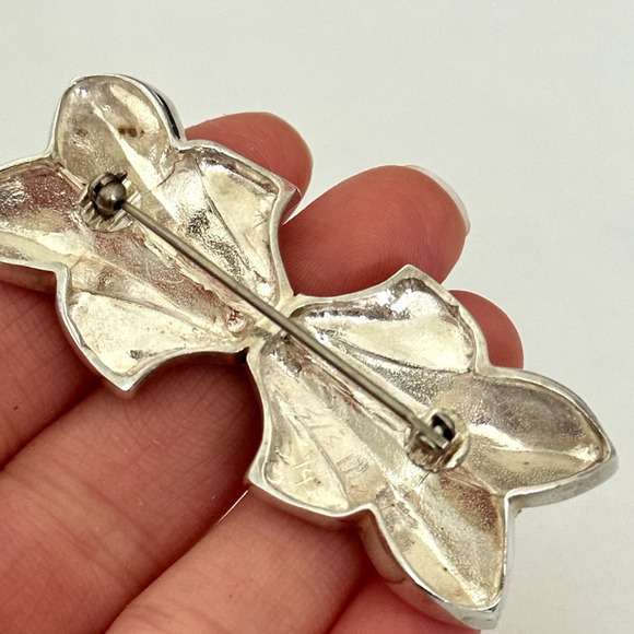 Vintage 925 Sterling Silver & 14K Gold Braided Two Tone Modern Abstract Brooch - Picture 8 of 11